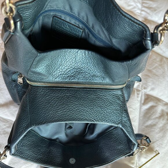 Coach Lexy Shoulder Bag Pebble Leather Metallic Blue - Picture 9 of 15